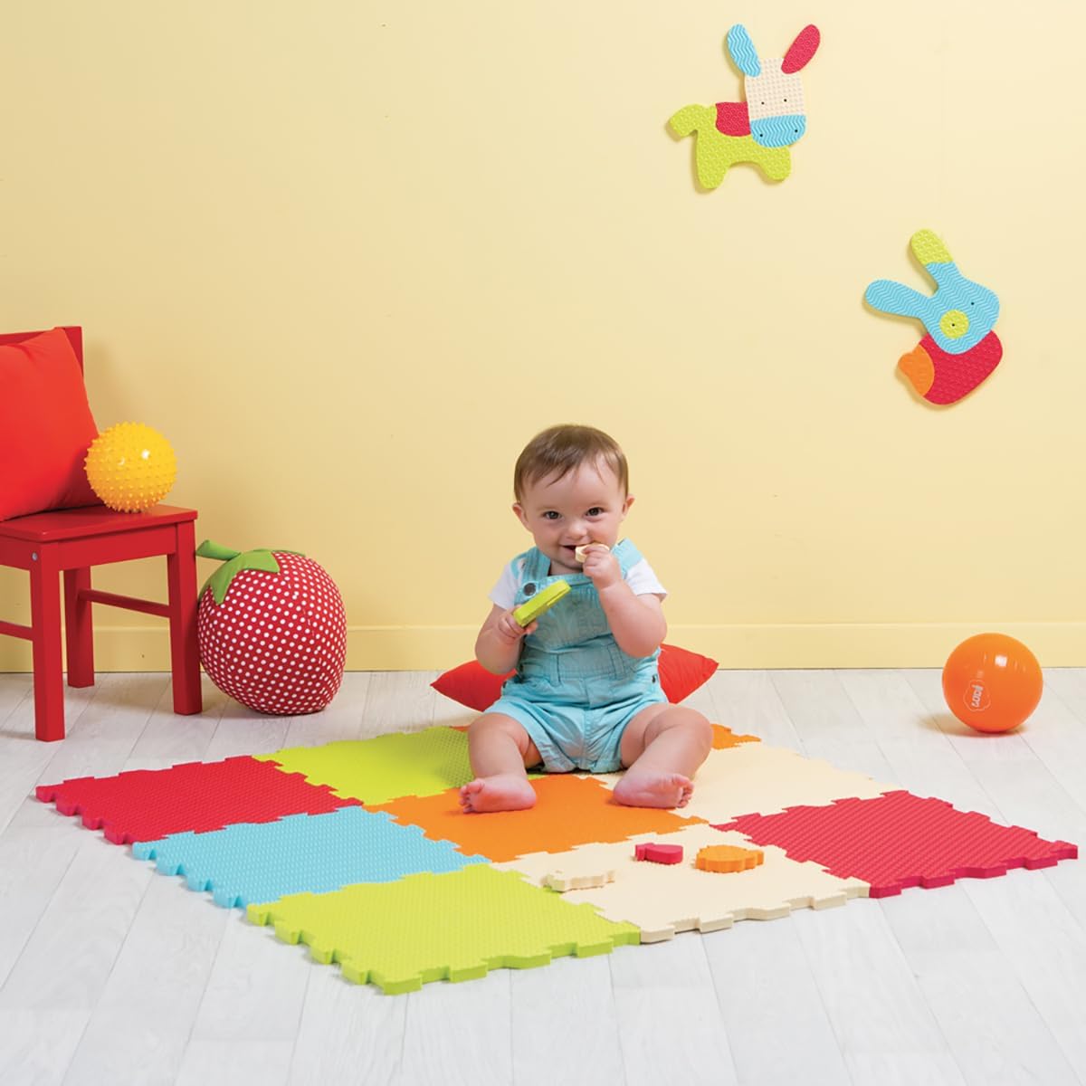 Thumbnail 3 de Ludi 10004 Tapis de Sol Épais pour l’Éveil de Bébé – Puzzle Géant, Couleur Unie
