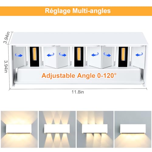 Detalle 2 de Kingwen 2Pack 30W LED Apliques Pared Exterior 🌟