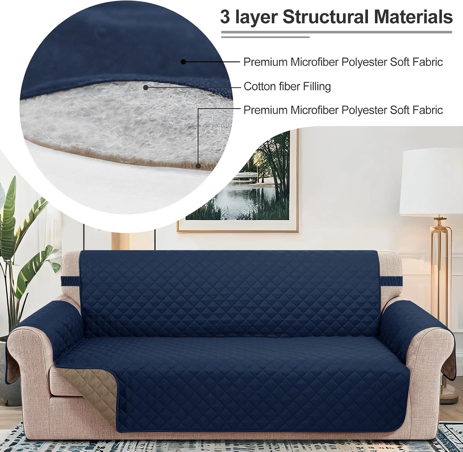 Thumbnail 4 de Luxshare Home Reversible Sofa Cover 78 in ๐