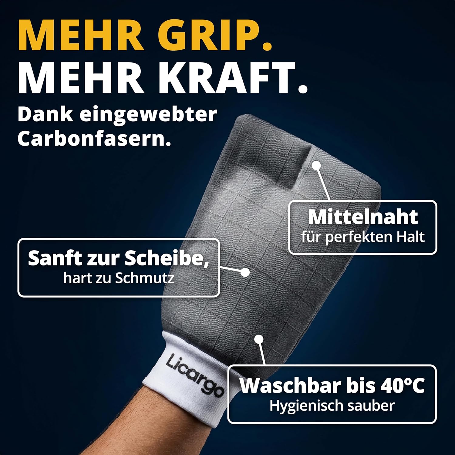 Detalle de LICARGO Carbon Handschuh für streifenfreie Scheiben