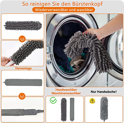 Thumbnail 6 de Staubwedel Teleskop Waschbar von HELI MIAO – ausziehbare Mikrofaser Edelstahlbürste bis 245 cm