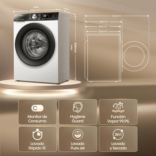 Detalle 2 de Hisense WD3S9043BW3 lavadora secadora 9/6 kg