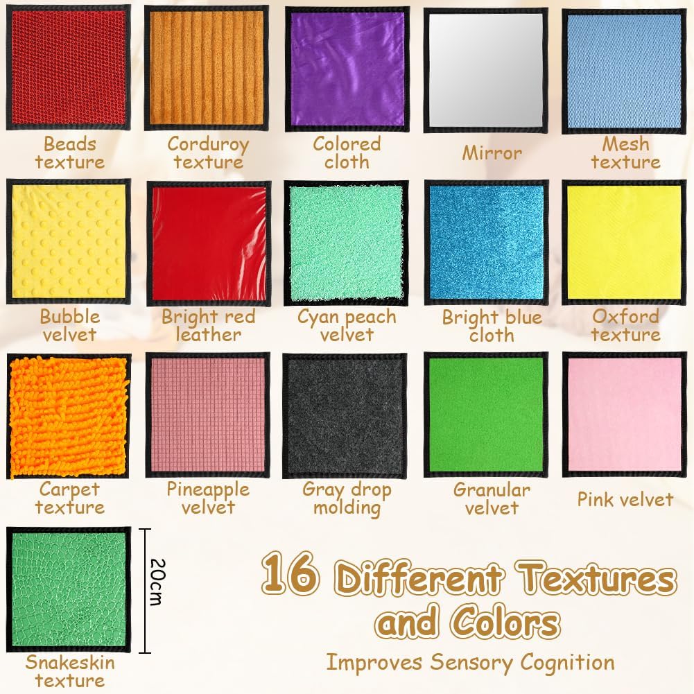 Detalle de Vicloon Sensory Mats: 16 Mini Tactile Tiles for Autism – 20x20cm, Non-Slip & Washable