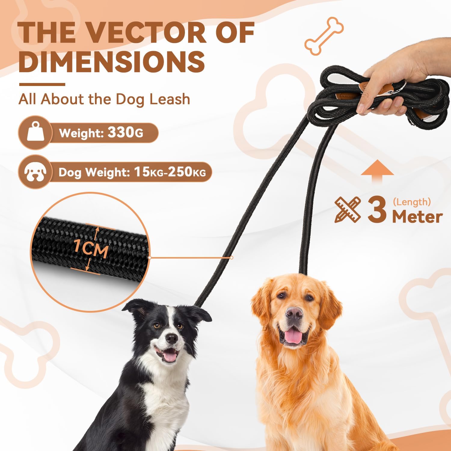 Detalle 2 de PETCOOZ Training Lead for Dogs: 3M Double Ended, Adjustable & Hands-Free for Medium–Large Dogs