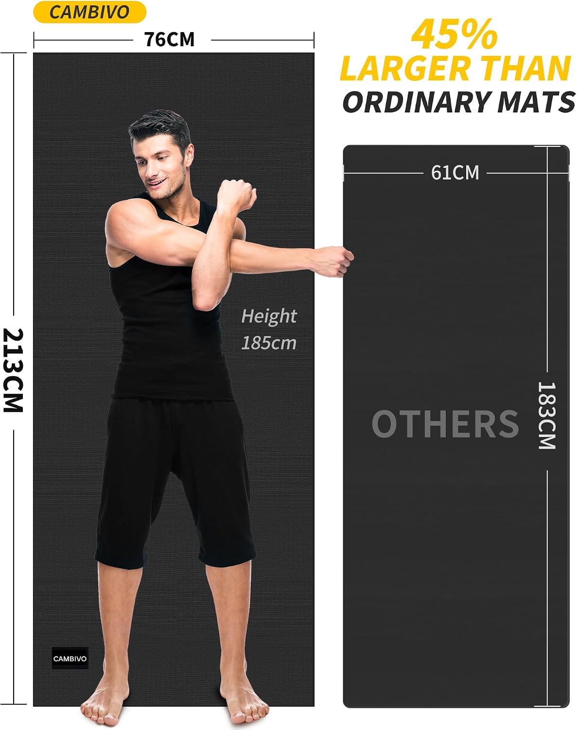 Detalle 2 de CAMBIVO Extra Long Wide Yoga Mat, 84" x 30" Cushioned PVC Workout Mat