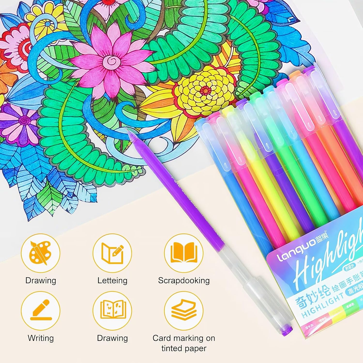 Detalle 2 de Laconile 168 Colours Gel Pens Set (19 Pack) 🎨