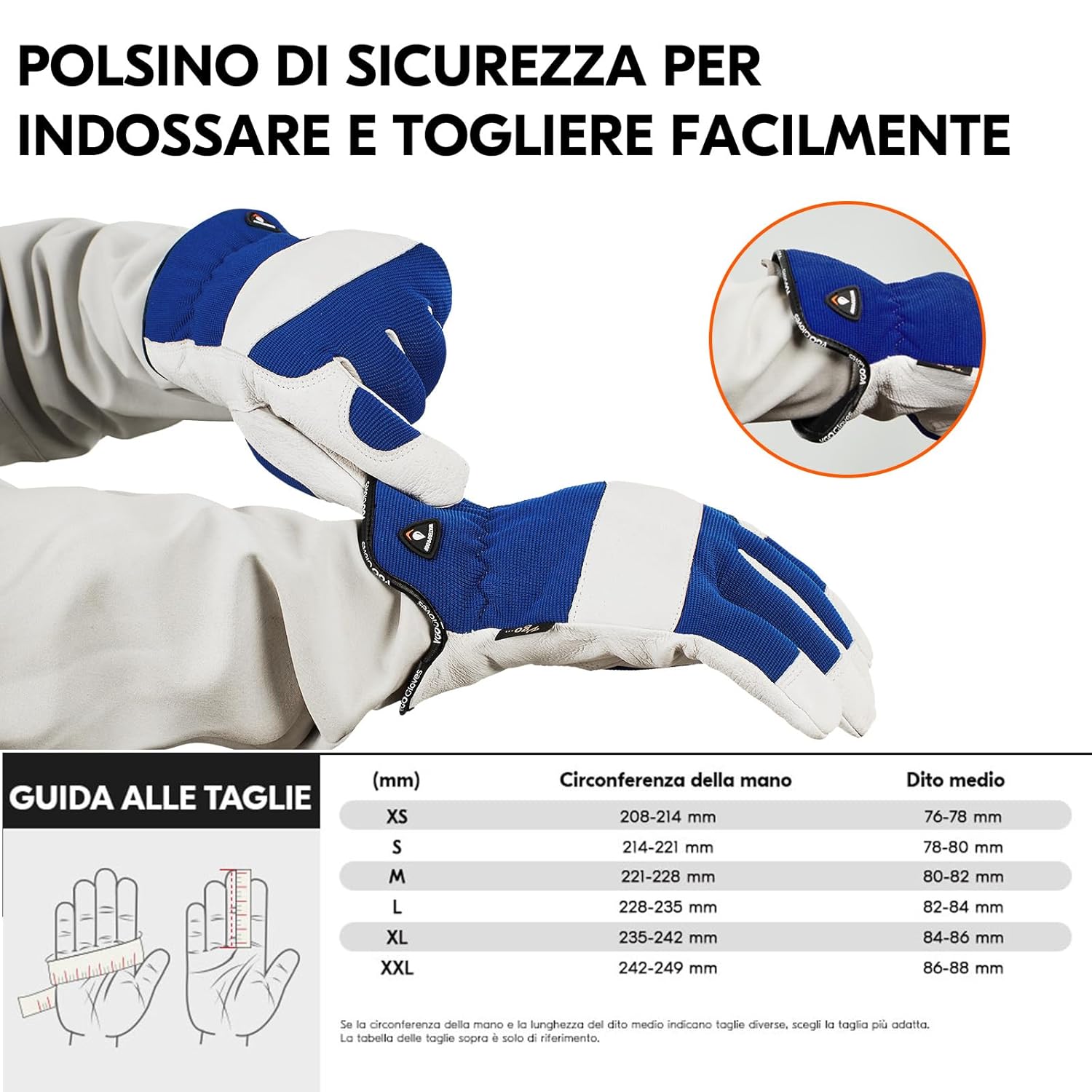 Thumbnail 4 de Vgo… PA7226FLWP: guanti da lavoro invernali impermeabili per freddo fino a 0°C, in pelle di maiale