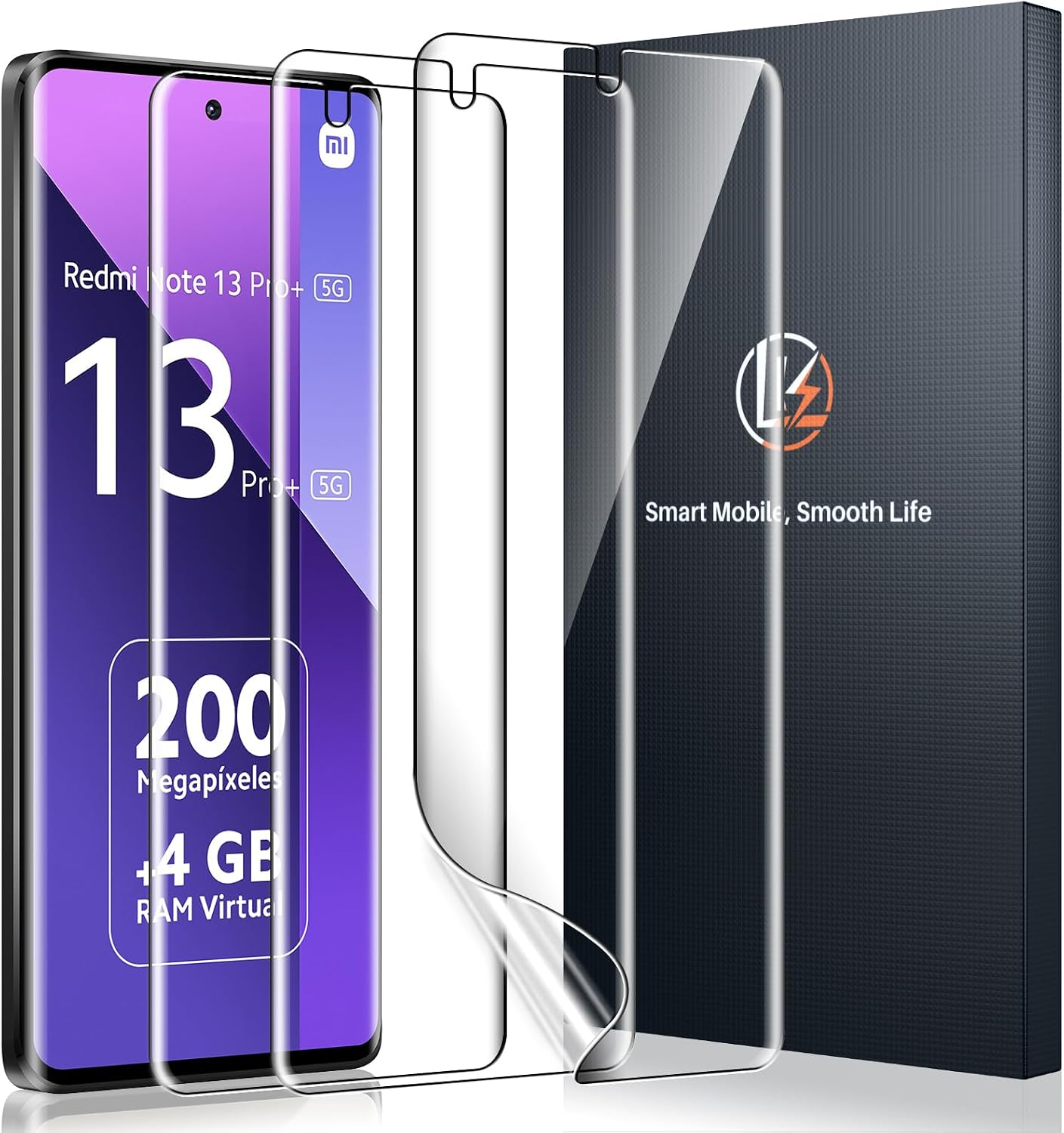 Detalle de LK Protection écran TPU pour Redmi Note 13 Pro Plus 5G – 3 films transparent HD (sans verre) et protection 3D