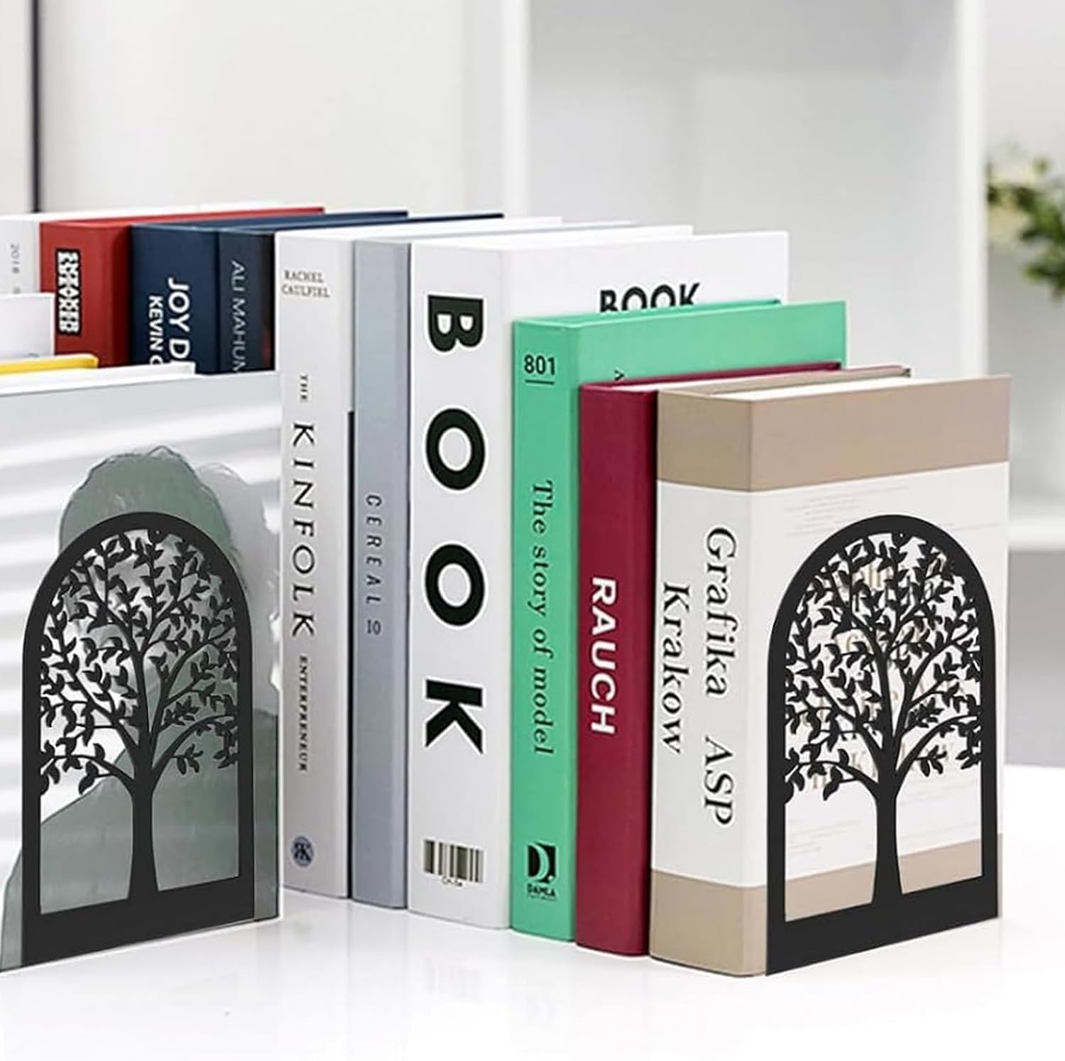 Thumbnail 6 de APKOL 001 metalen boekensteunen, zwart met boommotief en antislip