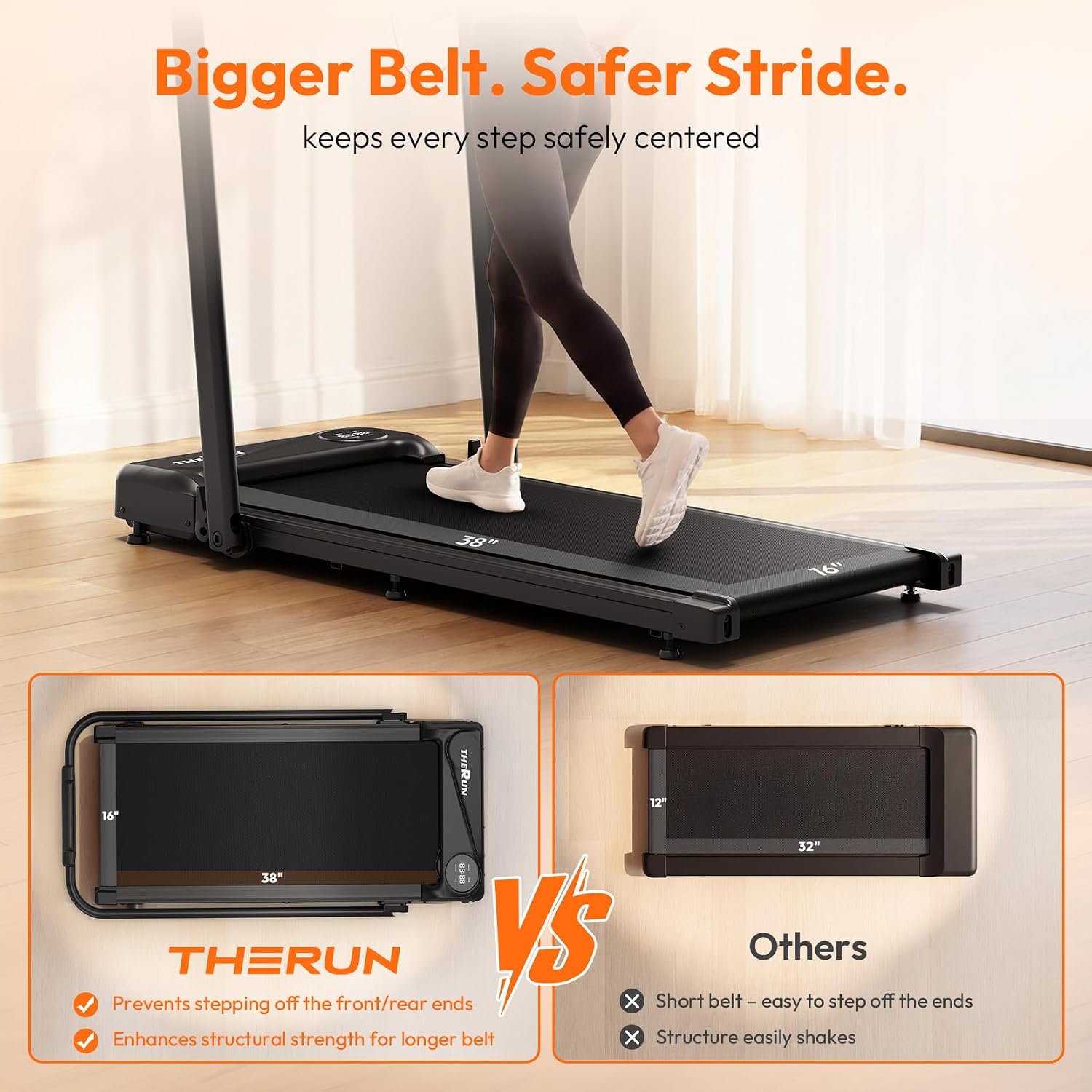 Detalle de THERUN YT05T Walking Pad Treadmill with Foldable Handle, 0.6–6.2 MPH