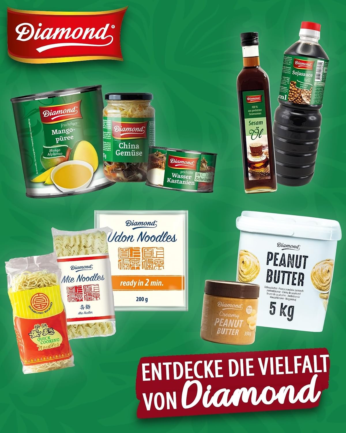 Detalle de DIAMOND Mie Nudeln – Weizennudeln ohne Ei, 8 × 250 g