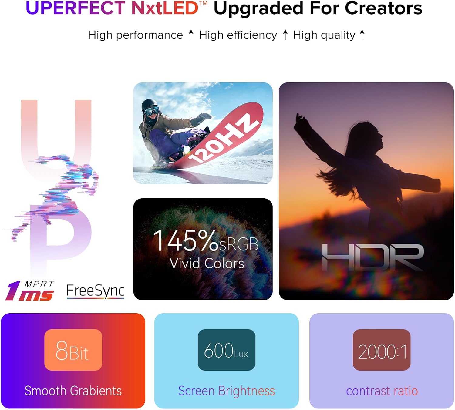 Thumbnail 6 de UPERFECT 18,5” 120Hz 145% sRGB 600 nit 2000:1 – Monitor portatile da gioco con USB-C e mini HDMI