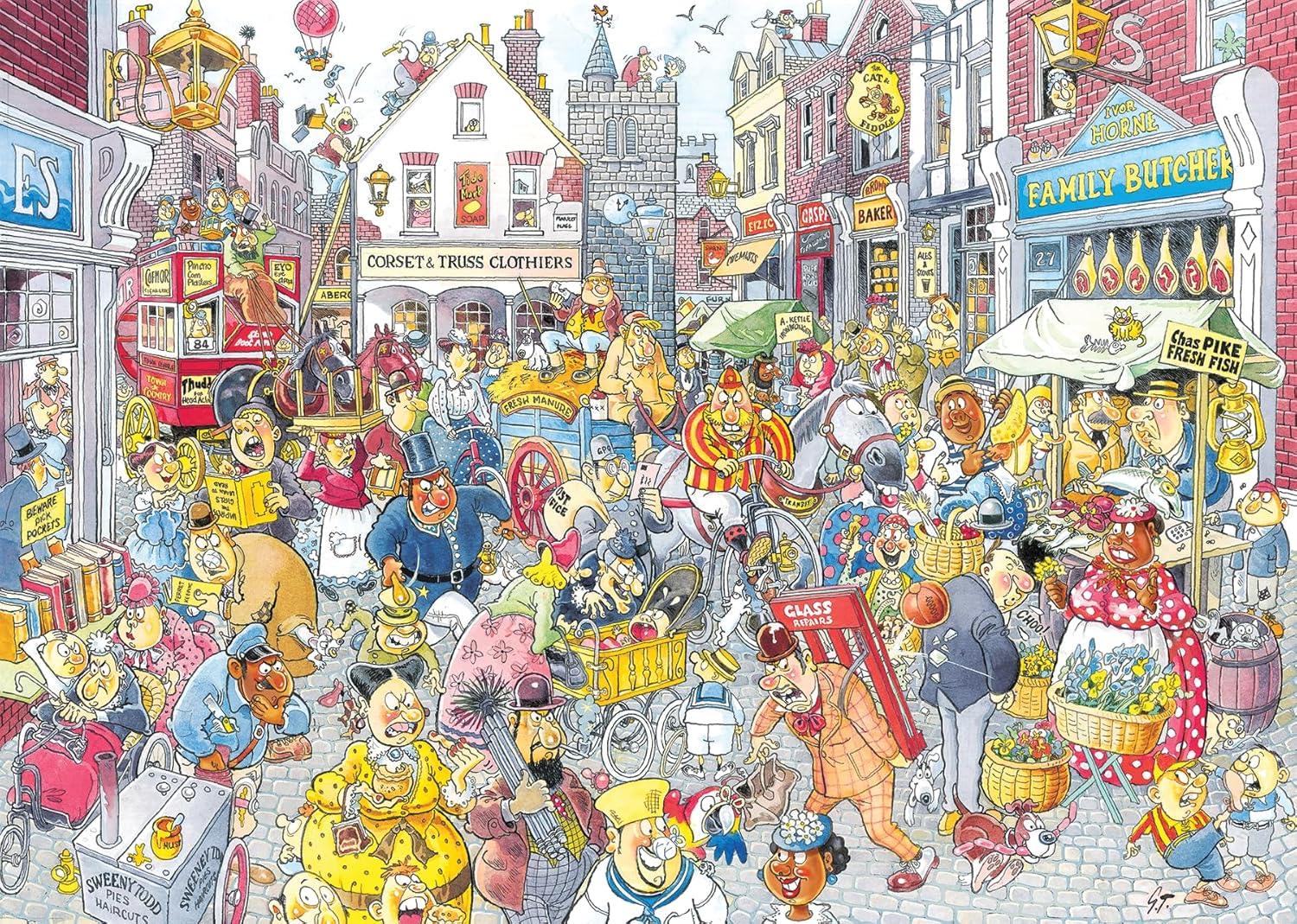 Detalle 2 de Wasgij Retro Destiny 10: High Street Hassle! 1000-Piece Jigsaw Puzzle