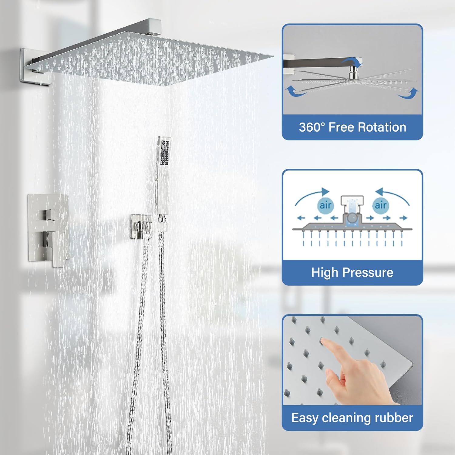 Detalle de Ackwave Ack-5642 Shower System with 12-Inch Rainfall Head and Handheld Sprayer
