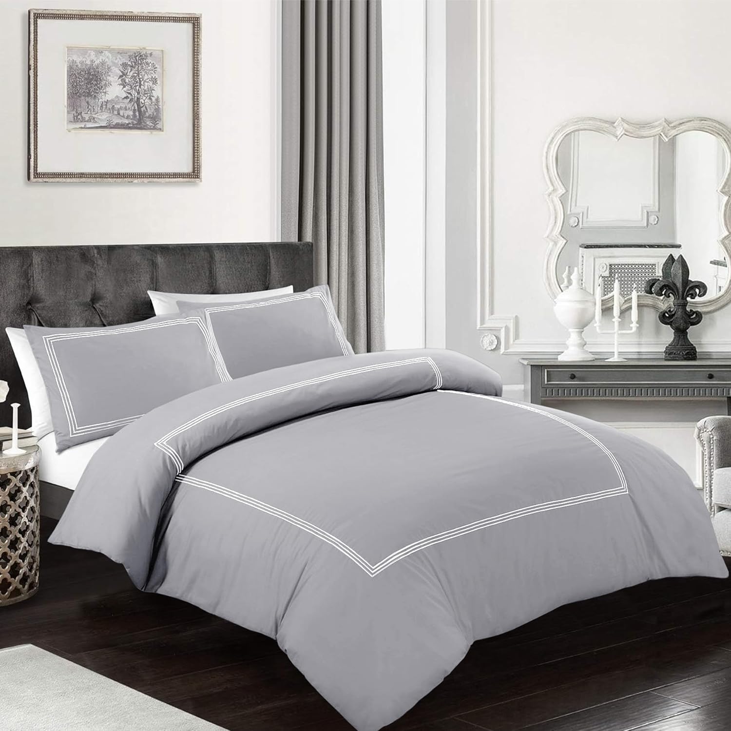 Thumbnail 5 de My home store Embroidered Duvet Cover 200TC Double