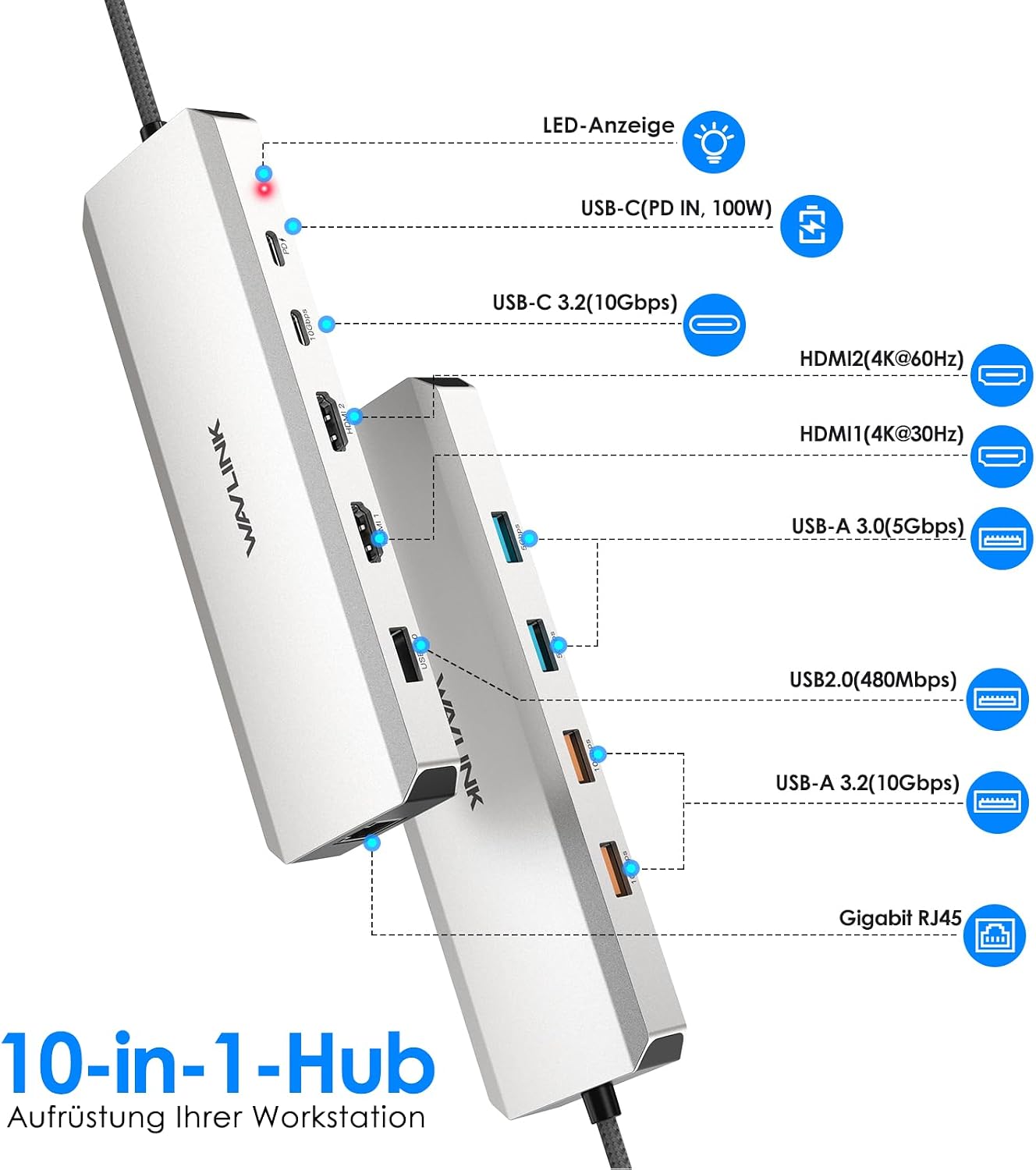 Detalle 2 de WAVLINK Laptop Docking Station 100W