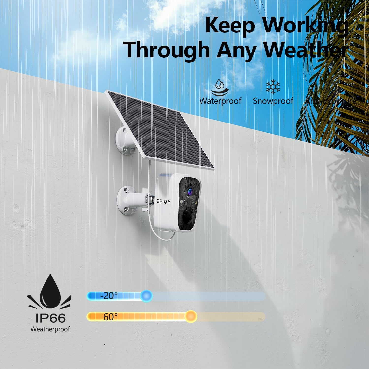 Thumbnail 5 de REIGY 4MP Telecamera WiFi 2,4/5GHz interna/esterna con batteria e pannello solare, audio bidirezionale, PIR e IP65