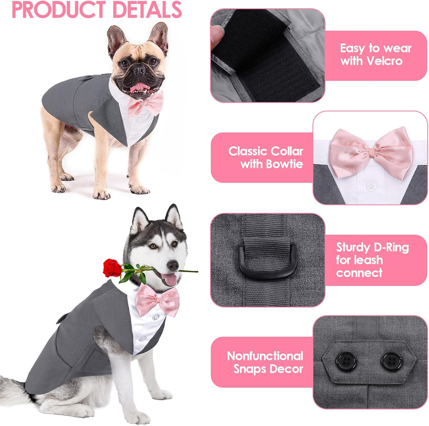 Thumbnail 2 de AOFITEE Dog Tuxedo Formal Suit and Bandana Set