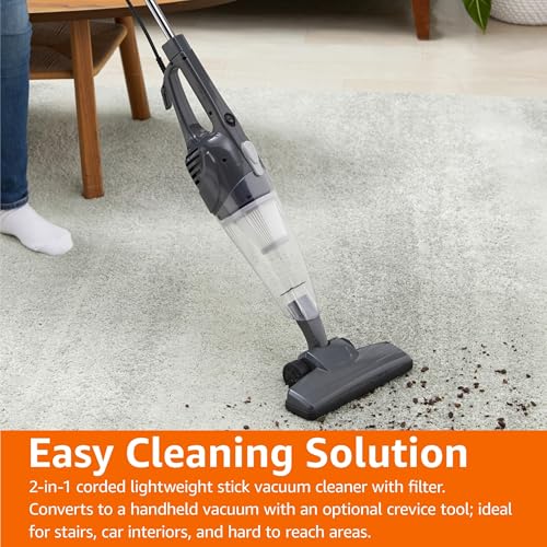 Detalle 2 de Amazon Basics 2-in-1 Corded Upright Vacuum Cleaner, Lightweight Stick, Black
