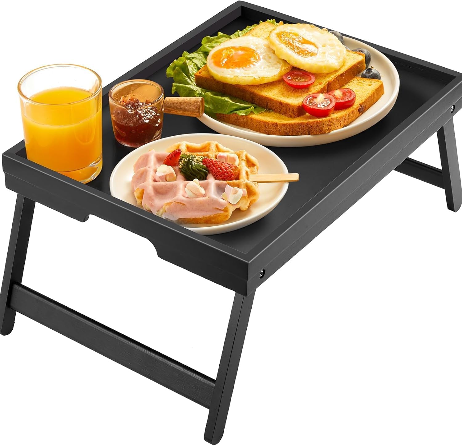 Detalle de Pipishell PIFBTB Bed Tray Table, Black Bamboo with Folding Legs