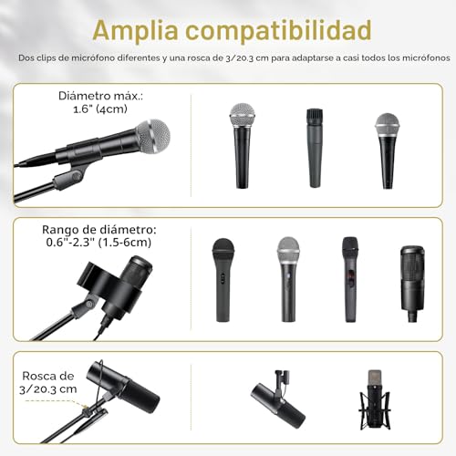 Detalle 2 de TONOR T35: Soporte de micrófono con trípode robusto, brazo ajustable y soporte para tablet/ móvil