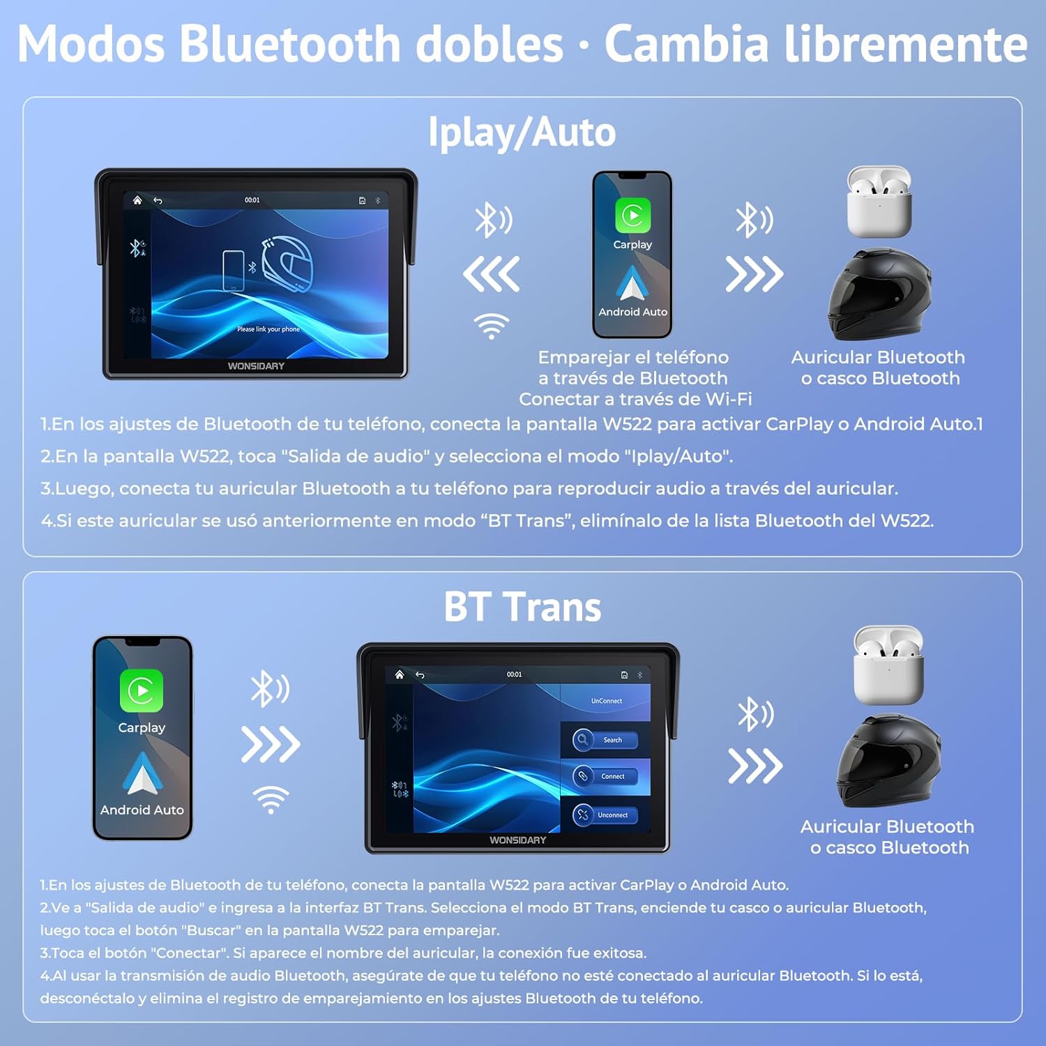 Thumbnail 4 de Wonsidary W522 Pantalla CarPlay 5" para moto