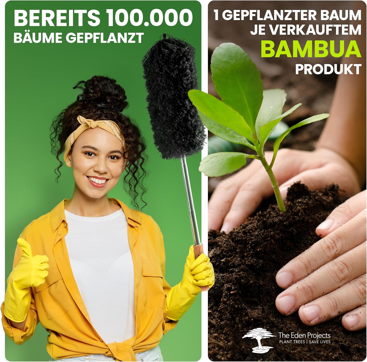 Thumbnail 5 de BAMBUA Staubwedel Teleskop (100% plastikfrei) mit Mikrofaser – Bambusgriff, bis 240 cm