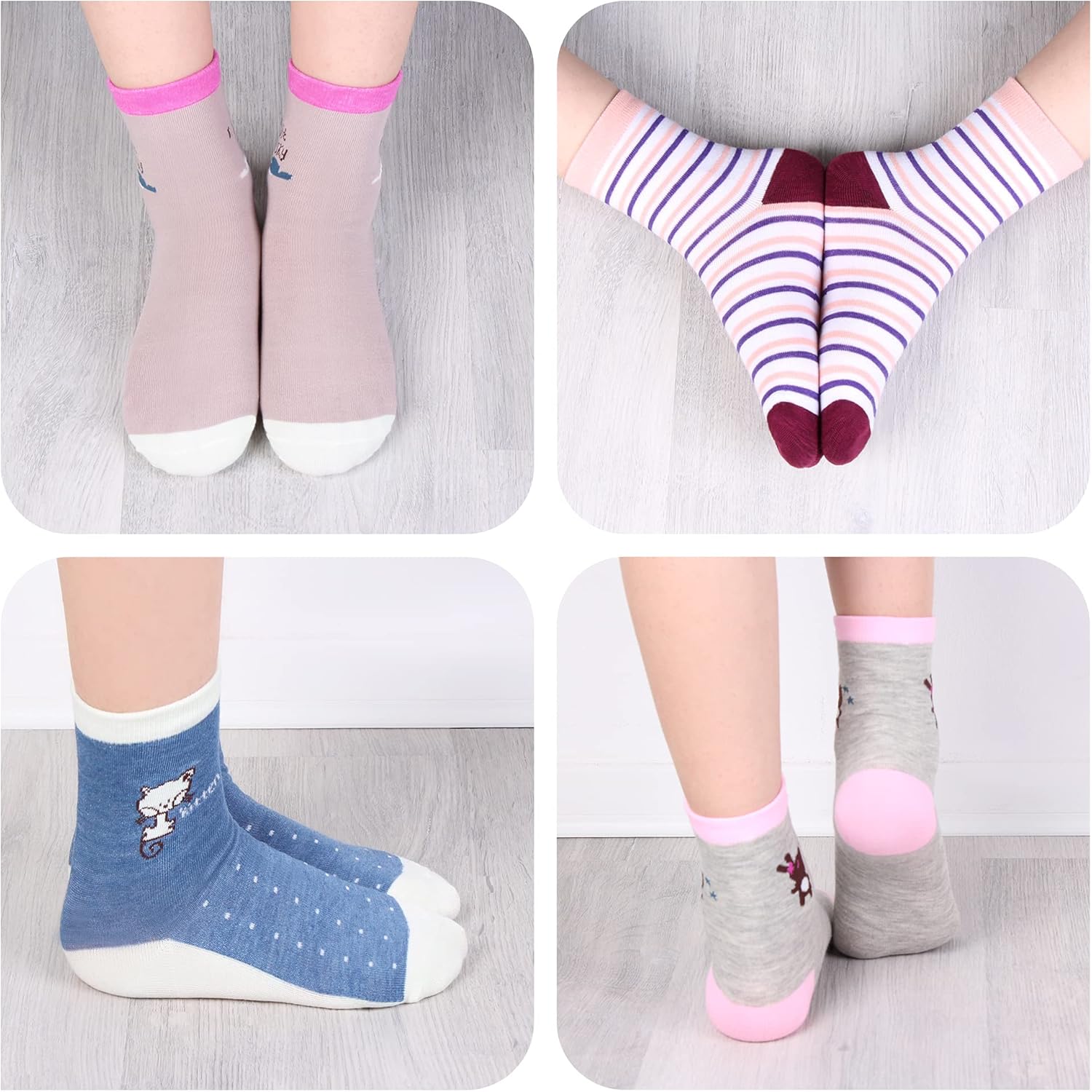 Thumbnail 5 de Lot de 12 chaussettes enfants filles en coton L&K-II motif mignon coloré automne/hiver