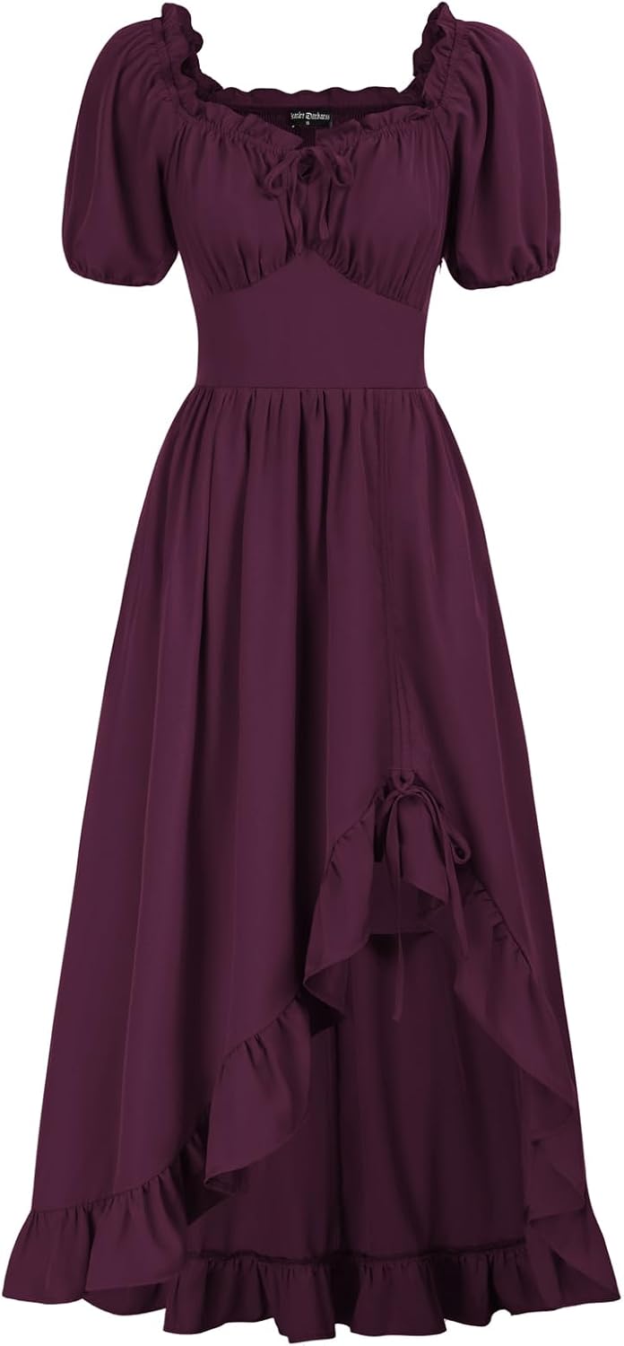 Detalle de Scarlet Darkness Renaissance Dress with Pockets