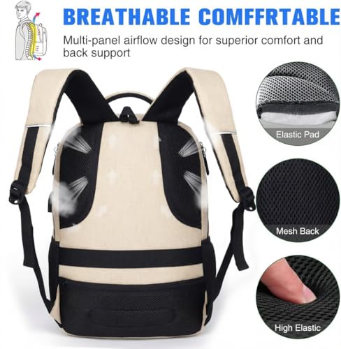 Detalle de YAMTION Backpack for Men: 35L Classic Laptop Daypack in Beige
