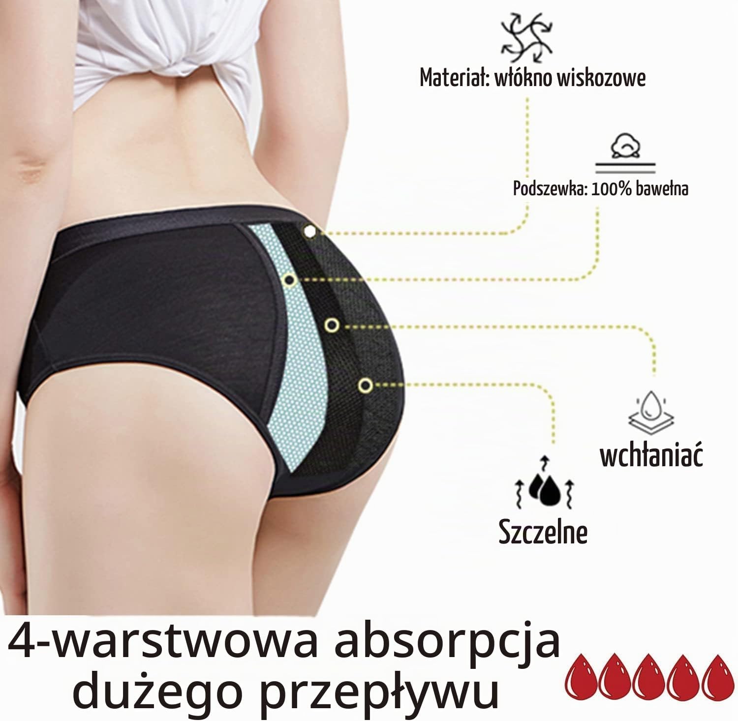 Thumbnail 3 de ZVZK 9088 majtki menstruacyjne dla dziewczynek, 30 ml, miękkie figi