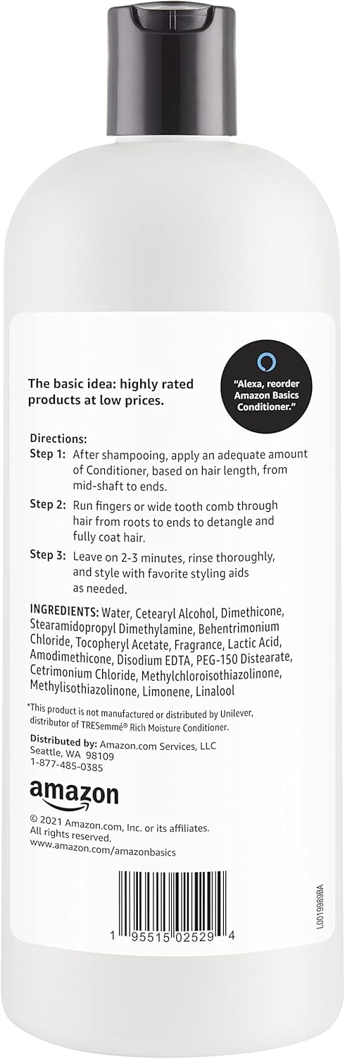 Thumbnail 2 de Amazon Basics Moisture Rich Conditioner (Vitamin E) for Dry & Damaged Hair, 28 fl oz, 4-Pack