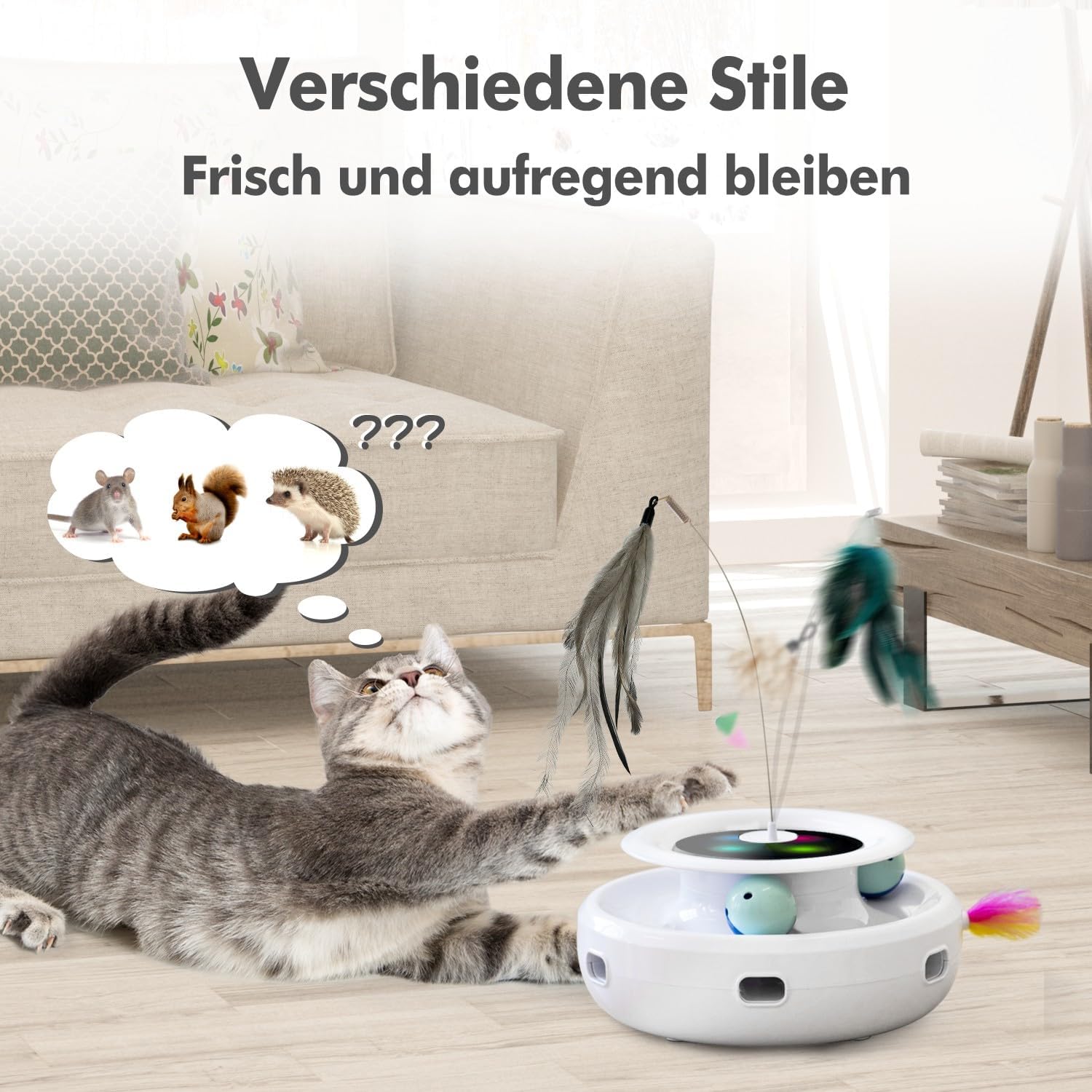 Detalle de GlodenSun 3-in-1 Interactive Cat Toys Replacement Attachments – 7 Pieces
