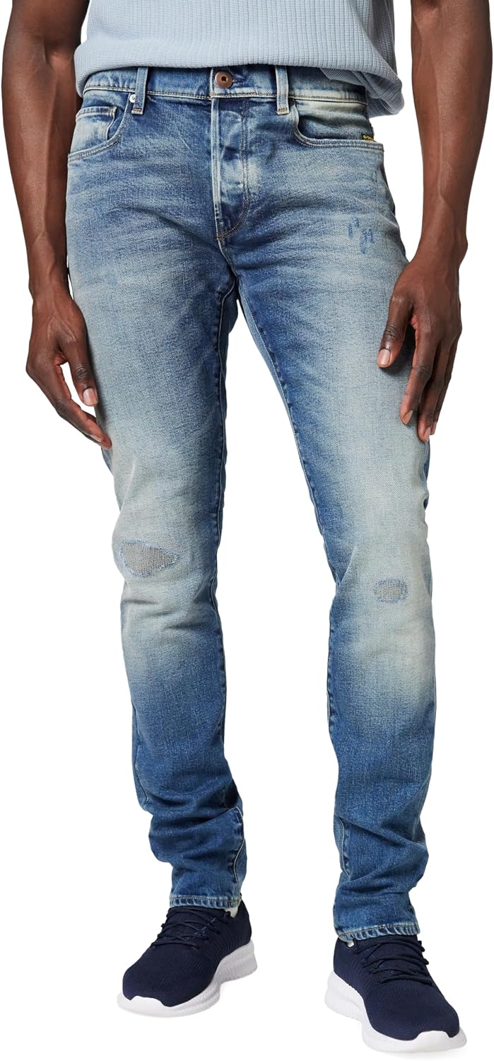 Detalle de G-Star Herren 3301 Slim Jeans mit Knopfverschluss und 5 Taschen