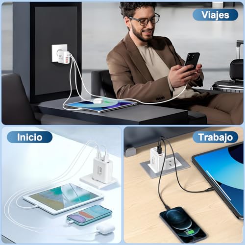 Thumbnail 5 de BSTOEM Cargador USB-C 65W: 6 Puertos PD+QC, Enchufe Múltiple para iPhone, iPad, Samsung y más