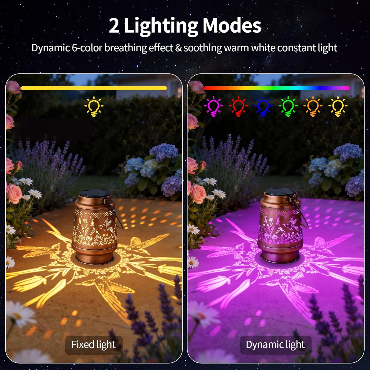 Thumbnail 1 de Hummingbird Solar Garden Lights Outdoor Lanterns – Solar-powered, IP65 waterproof, 2 light modes