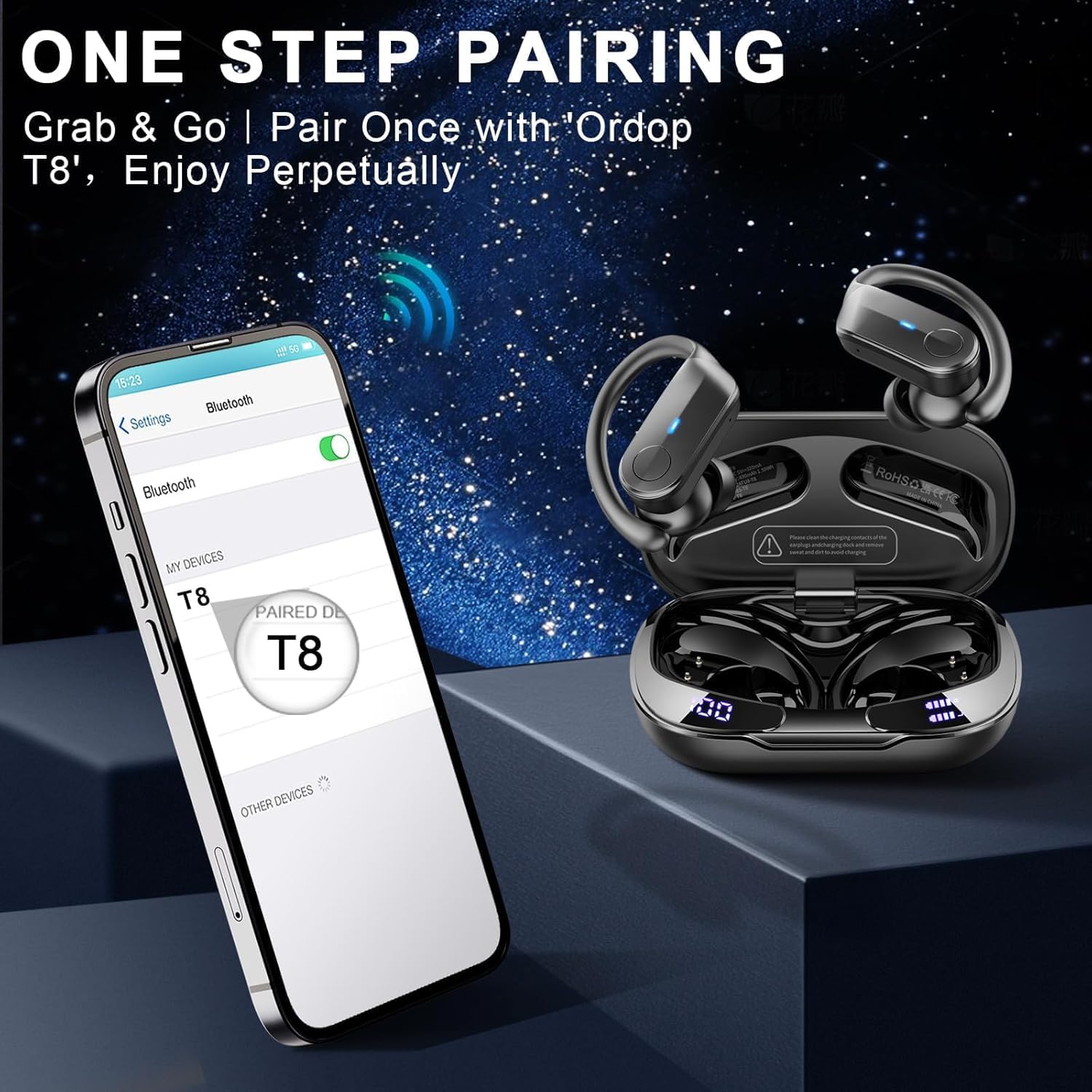 Thumbnail 6 de Écouteurs Bluetooth sport sans fil IPX8 (Bluetooth 5.4) avec ENC et jusqu’à 70 h — Noir