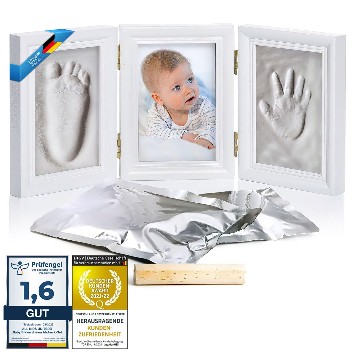 Thumbnail 6 de all Kids United® Baby Bilderrahmen Abdruck-Set – Gips-Abdruck Fotorahmen für Hand- und Fußabdruck (Rosa)