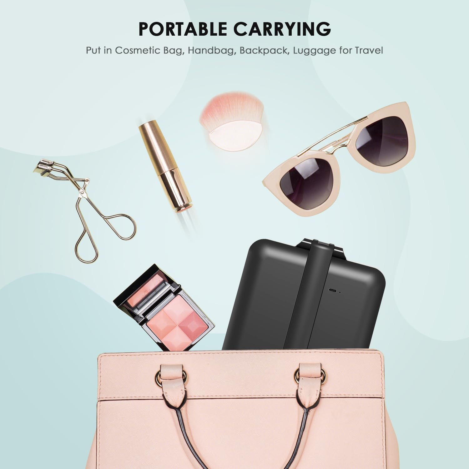 Detalle de Auxmir LED Travel Makeup Mirror with Lights – Portable, Rechargeable and Dimmable