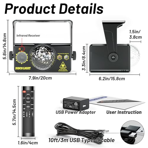 Detalle de OIEZISRO Party Lights: Upgraded 3-in-1 Disco Light for Parties and Events