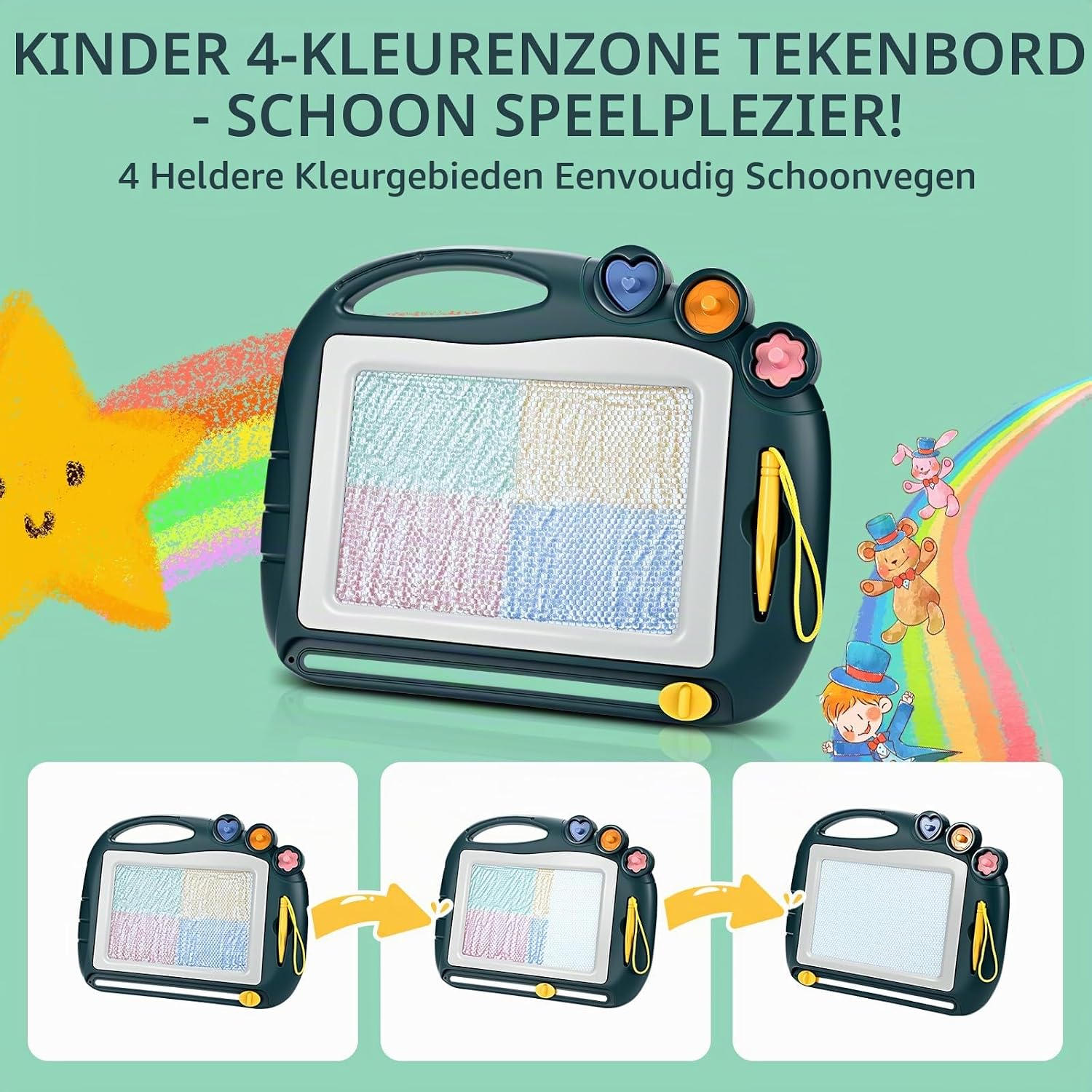 Thumbnail 4 de Ouxayapl Ouxayapl-HB013 magnetisch tekenbord met vierkleurig ontwerp