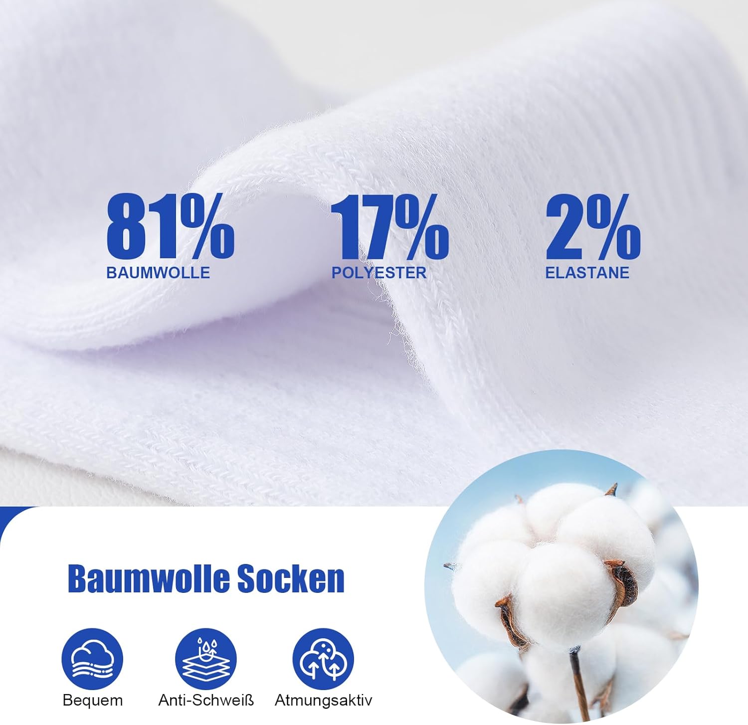 Thumbnail 5 de SockWaddles Chaussettes sport homme/femme en coton sans couture respirantes – lot de 6 paires