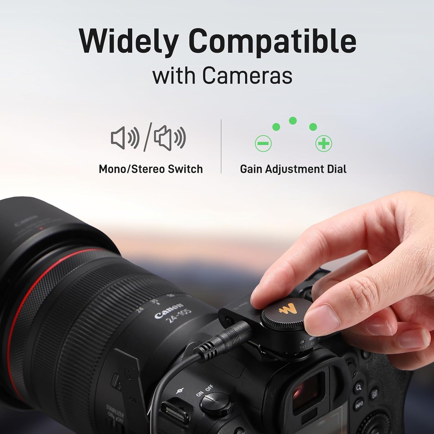 Detalle de MAONO WM650 PA2 T5 Wireless Lavalier Microphone, Dual Transmitters