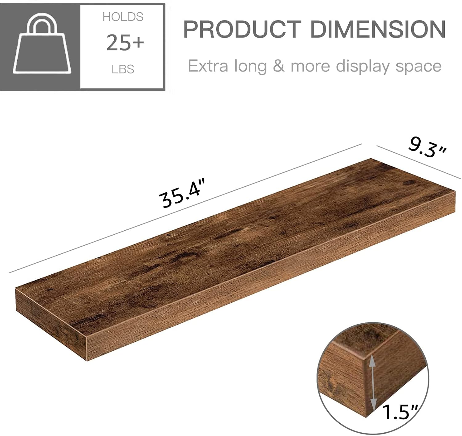 Detalle de QEEIG 35.4" Floating Wall Shelves