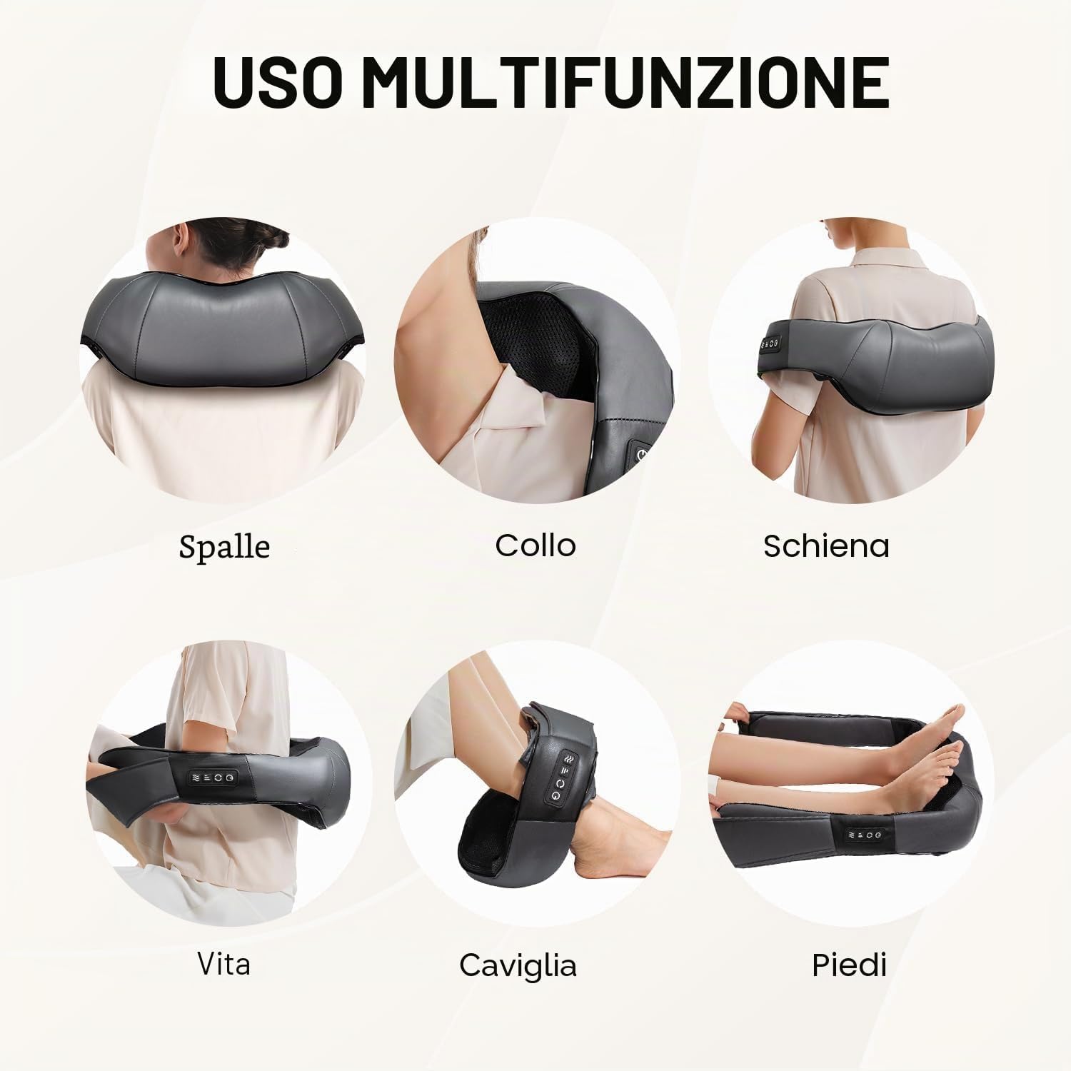 Thumbnail 6 de Nekteck Shiatsu collo e massaggiatore posteriore 3D con calore infrarossi – Grigio Scuro