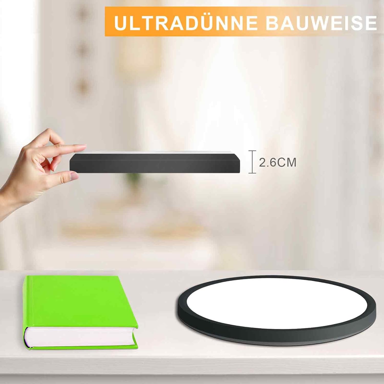 Thumbnail 4 de ZMH 2ER Deckenlampe LED – 30 cm, dimmbar, IP44, Rautenplatten-Design in Schwarz