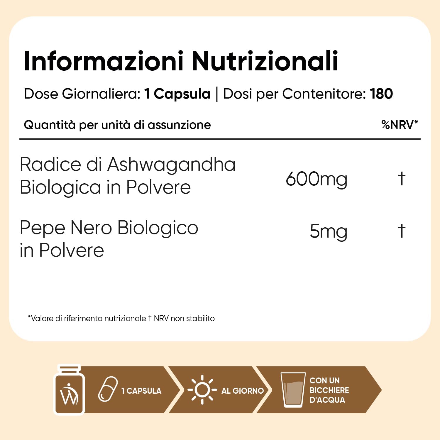 Detalle de Ashwagandha Bio WeightWorld in 180 Capsule Vegane | 600 mg per capsula, certificata Soil Association