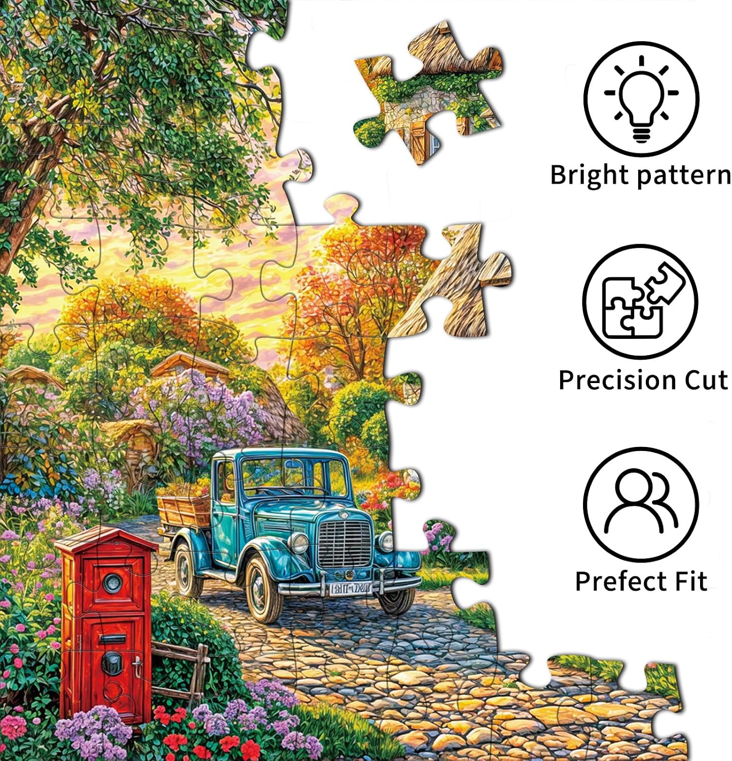 Detalle 2 de TangComplete Puzzle 1000 Teile – Farbintensive Blumen- und Zimmermotiv-Puzzles für Erwachsene und Kinder ab 14