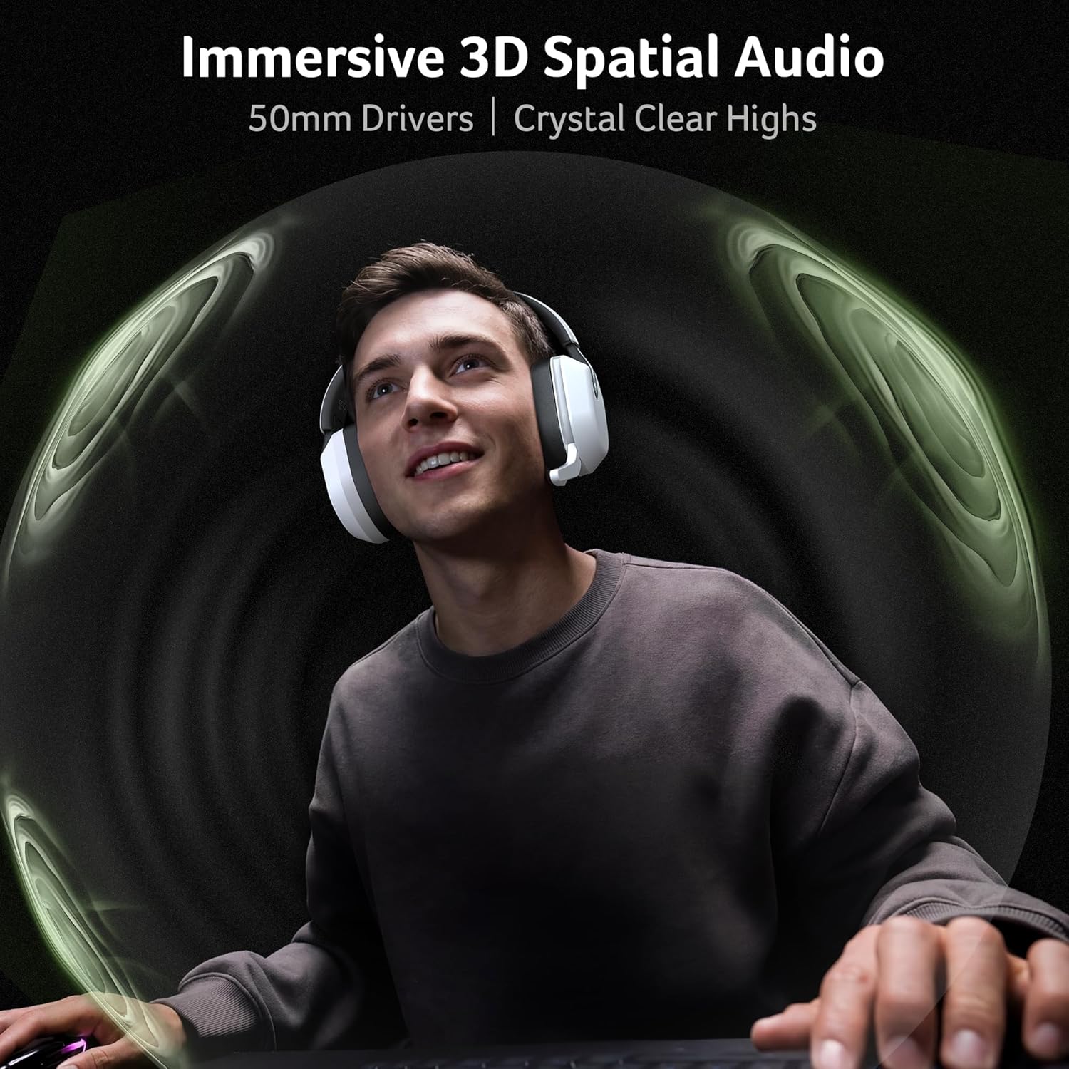 Thumbnail 5 de Acer Wireless Gaming Headset for PS5/PS4, PC & Mac — 2.4GHz + Bluetooth 6.0 with Flip-to-Mute Mic (White)