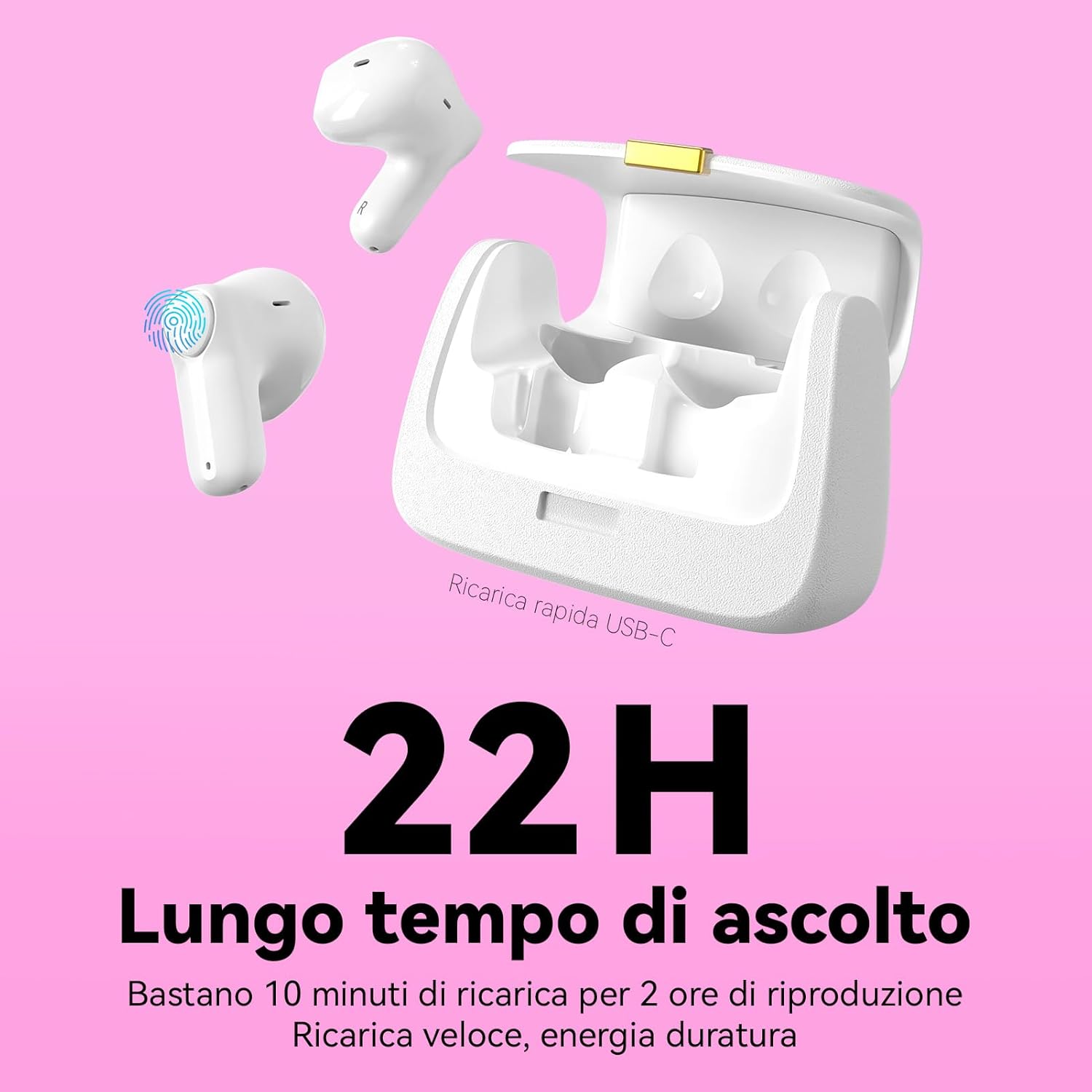 Detalle 2 de Auricolari True Wireless Bluetooth In-Ear con driver da 13 mm e custodia elegante con catena di perle e diamanti